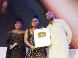 Yemi Alade Receiving the Golden Play Button from Youtube | AceWorldTeam.com